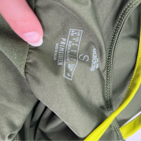 ADIDAS Prime Green Crop Top Size S Green Yellow Stripes Back Tank Top A020623 - Picture 4 of 7